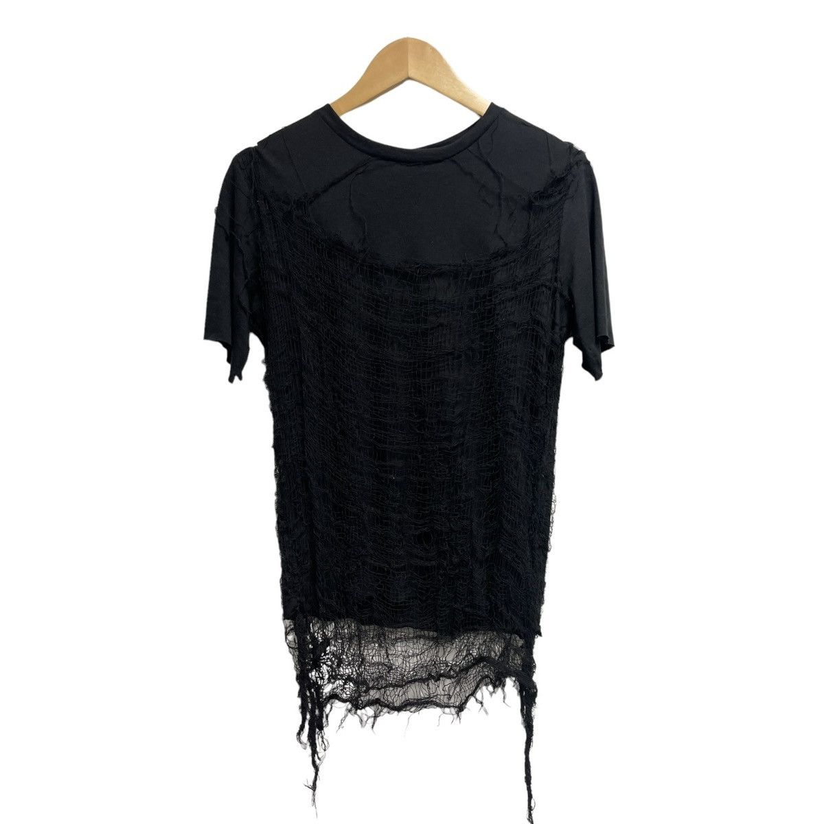 image of Designer Thaimai Distressed Web Shirt in Black, Men's (Size Small)