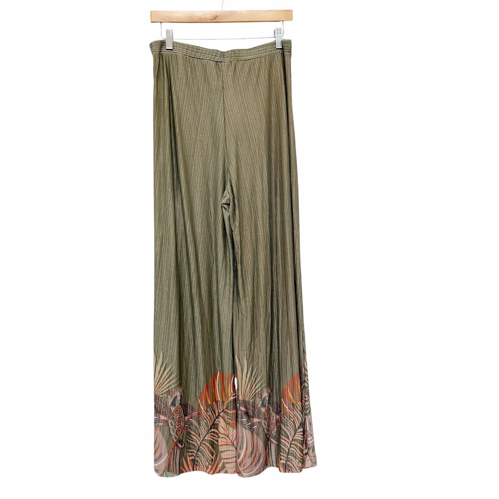 Other Farm Rio Guadaloupe Wide Leg Pants Olive Green Tropical Sz M Size 30" / US 8 / IT 44 - 5 Thumbnail