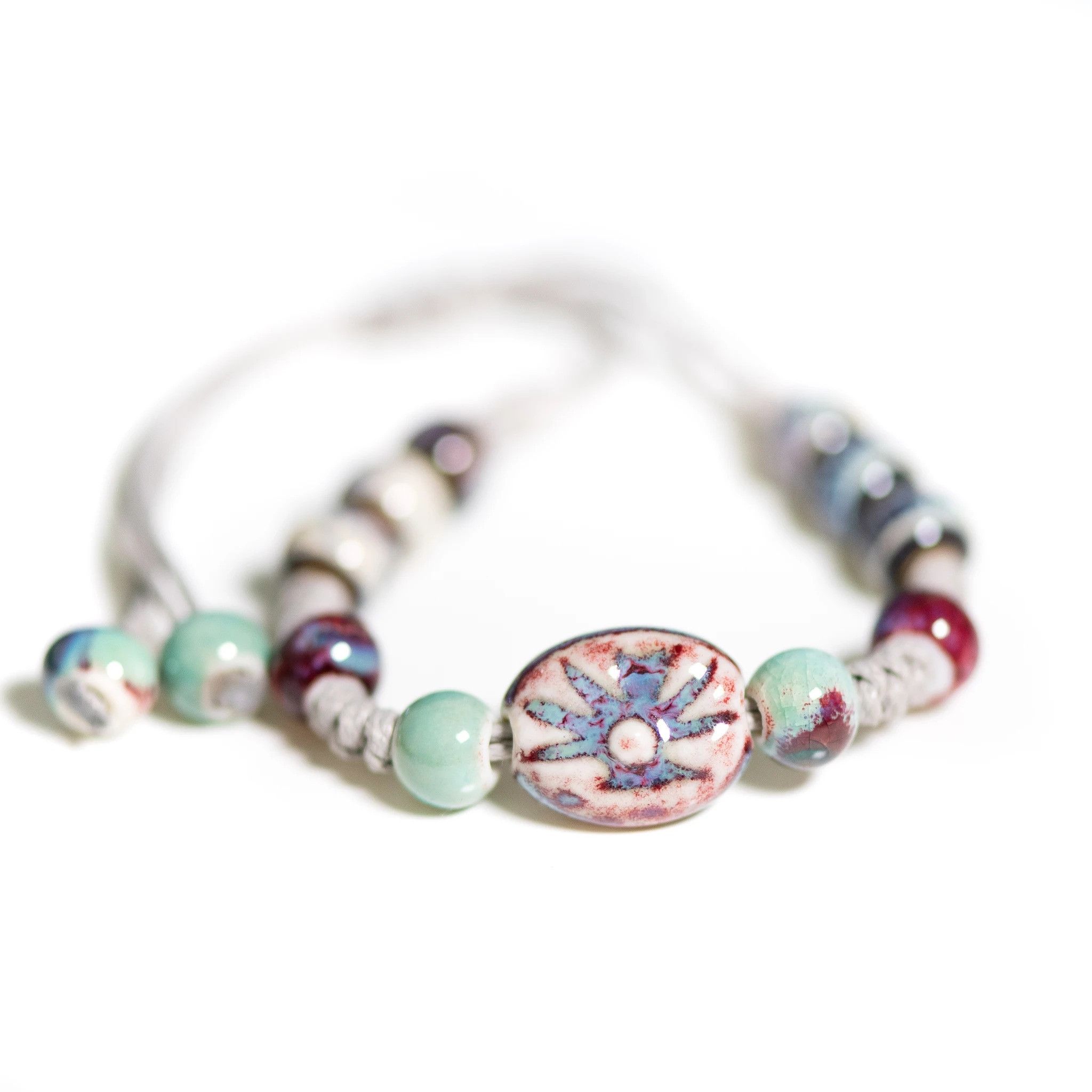 Handmade Sun Charm Ceramic Bracelet Jewelry Gift For Her Size ONE SIZE - 2 Thumbnail