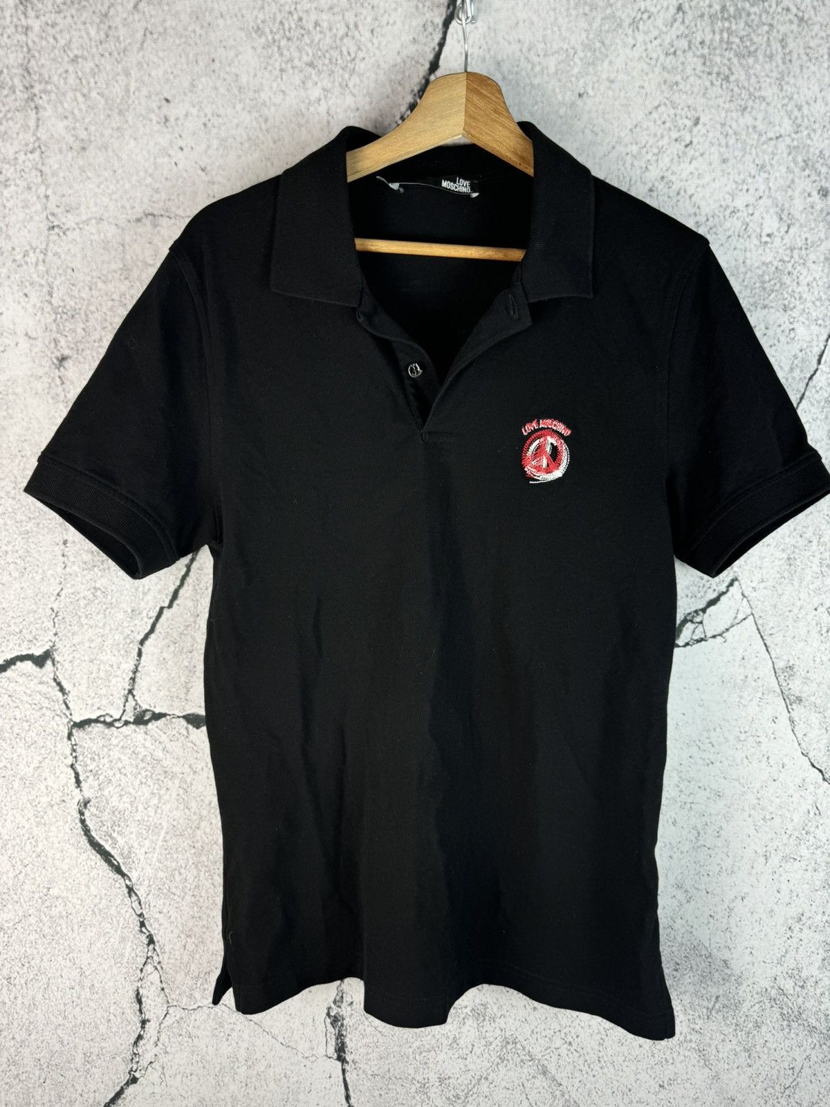Love Moschino Black Polo T-shirt Y2K