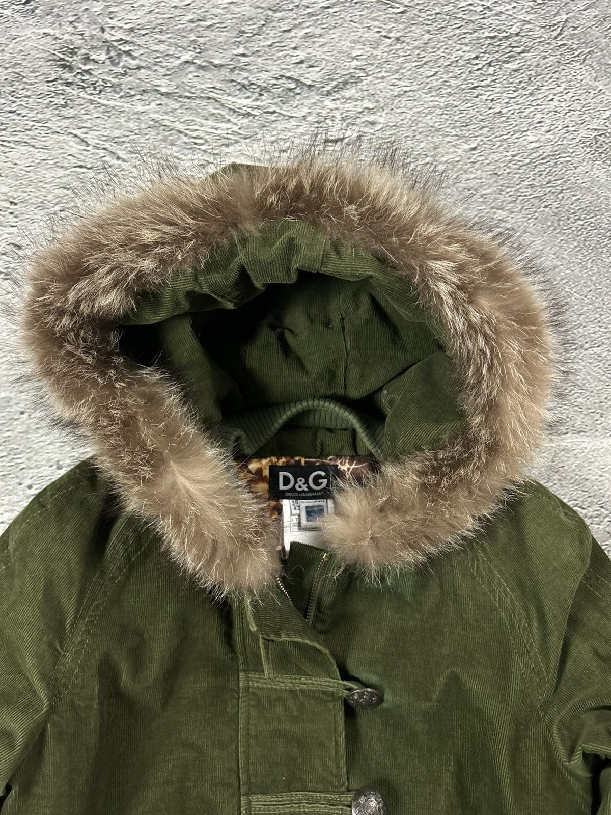 Dolce & Gabbana Dolce & Gabbana vintage khaki corduroy fur hooded Size S / US 4 / IT 40 - 2 Thumbnail