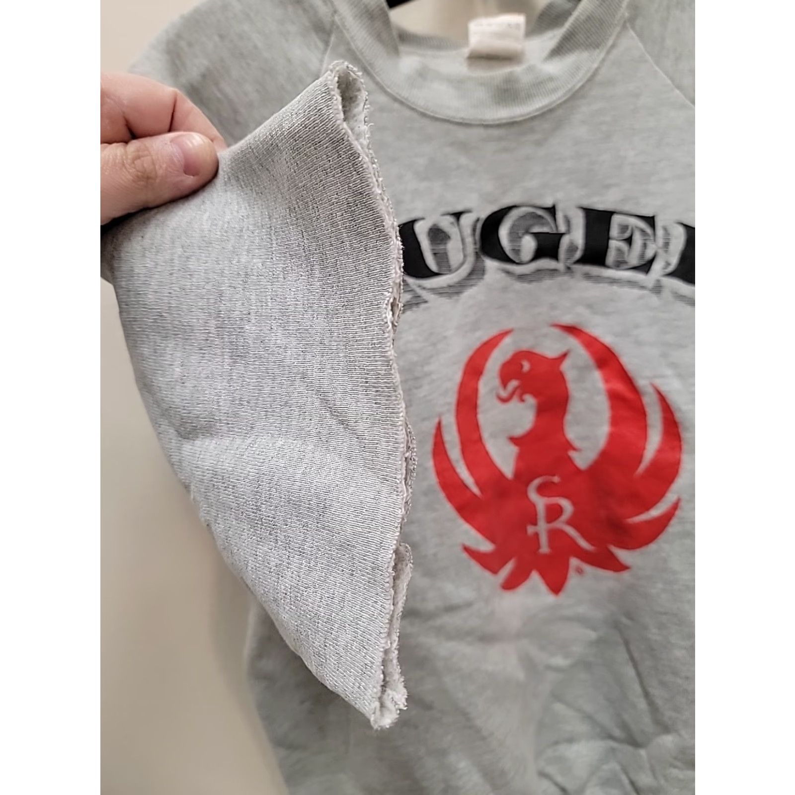 Fruit Of The Loom VINTAGE Ruger Sweatshirt Mens Size M Gray Chopped Sleeves Distressed Graphic Cracking Pullover Vintage Size US M / EU 48-50 / 2 - 3 Thumbnail