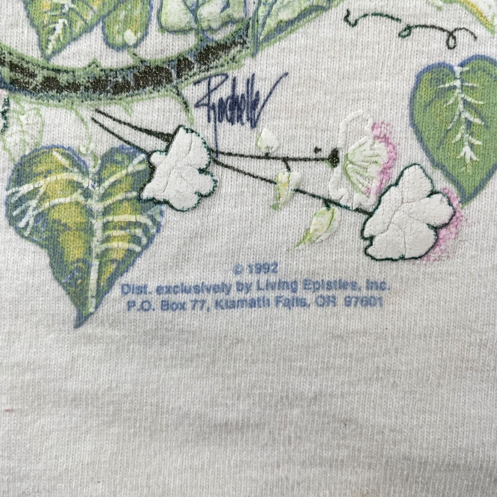 Anvil VINTAGE Anvil Shirt Long Sleeve XL White Floral Hummingbird 90s 80s Jesus Bible Isaiah 40:8 Mens Size US XL / EU 56 / 4 - 7 Thumbnail