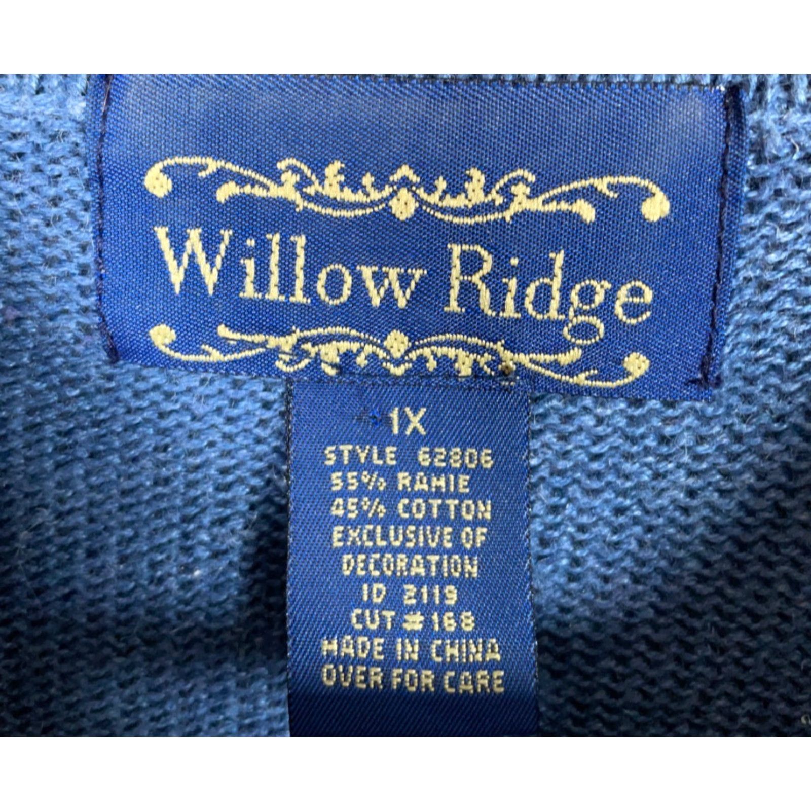 Vintage VINTAGE Willow Ridge Cardigan Women's 1X Blue Autumn Motif Embroidered Knit Sweater 90s Teacher Content: Casual Size XL / US 12-14 / IT 48-50 - 3 Thumbnail