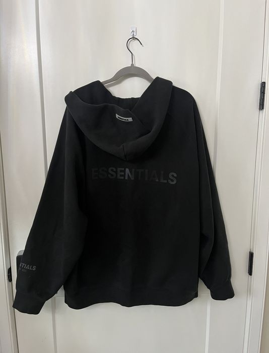 fear of god essentials full zip up hoodie applique logo buttercream