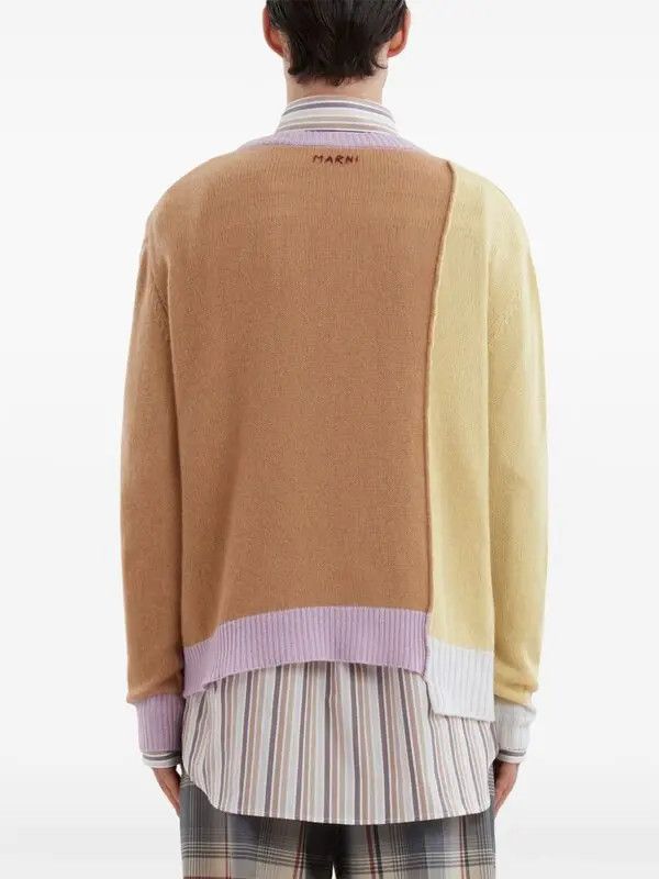 Marni o1w1db11125 Colour Block Cashmere Jumper in Brown/Beige Size US XL / EU 56 / 4 - 4 Thumbnail