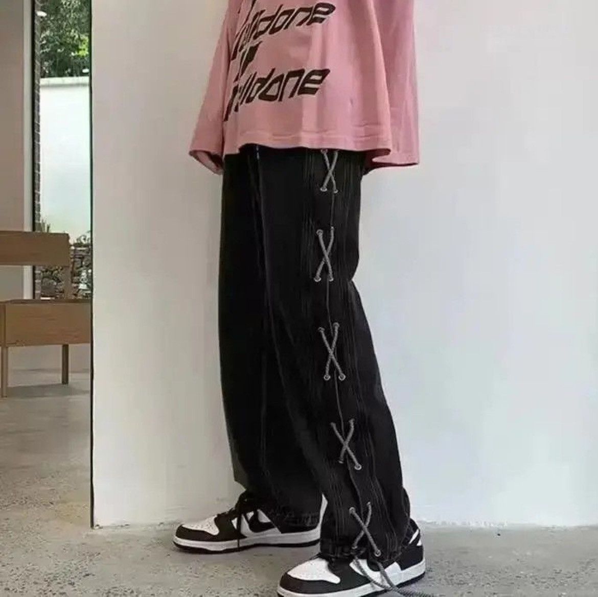 Japanese Brand × Jean Cross Ribbon Jeans Men's Baggy Size US 33 - 1 Thumbnail
