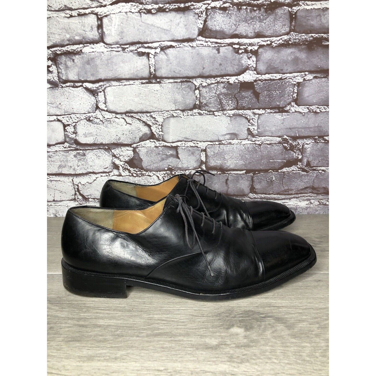 Salvatore Ferragamo Salvatore Ferragamo Black Leather Cap Toe Dress Shoes Oxford Size US 10.5 / EU 43-44 - 3 Thumbnail