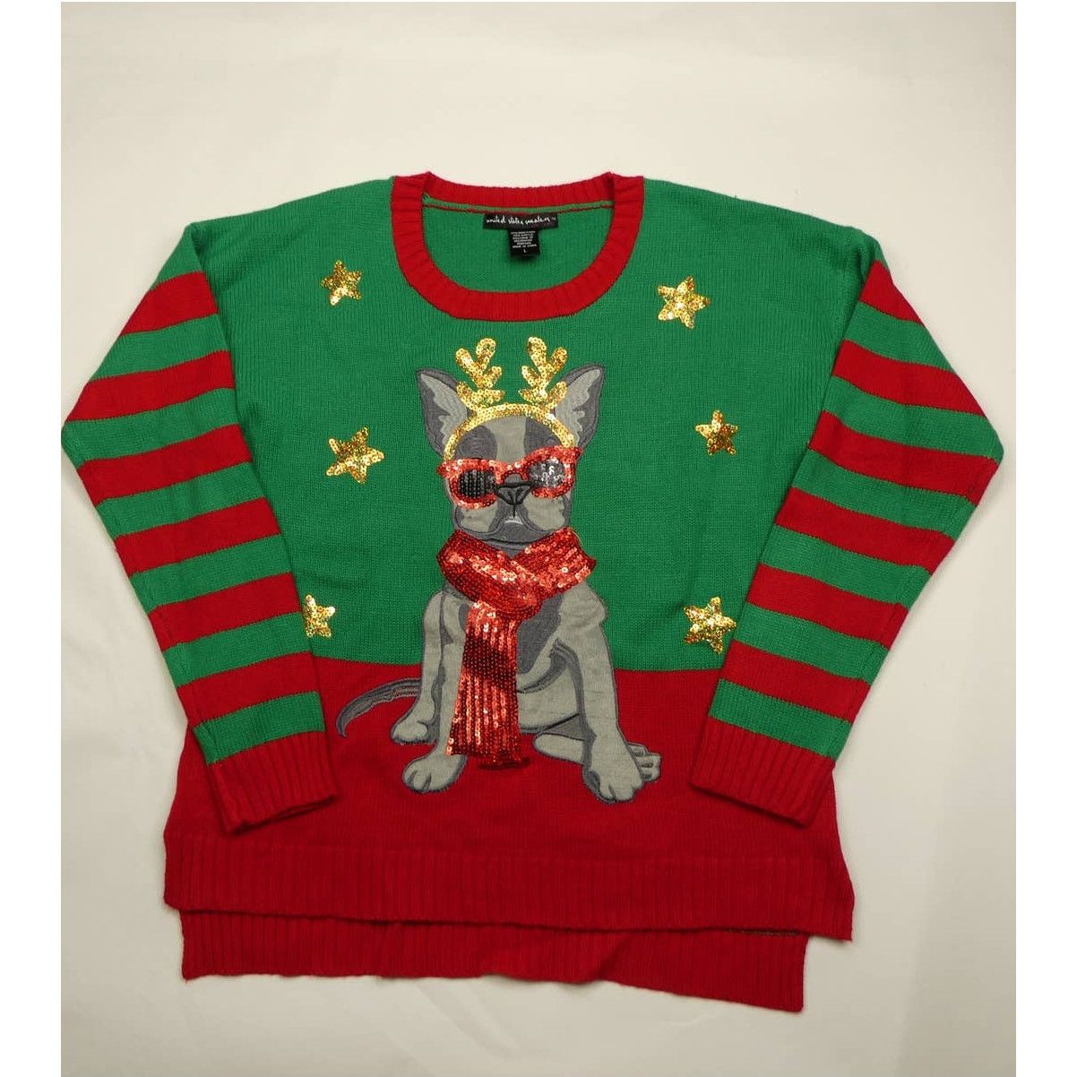 Ugly Gang UNITED STATES SWEATER, Christmas Sweater, Dog, Large Size L / US 10 / IT 46 - 1 Thumbnail
