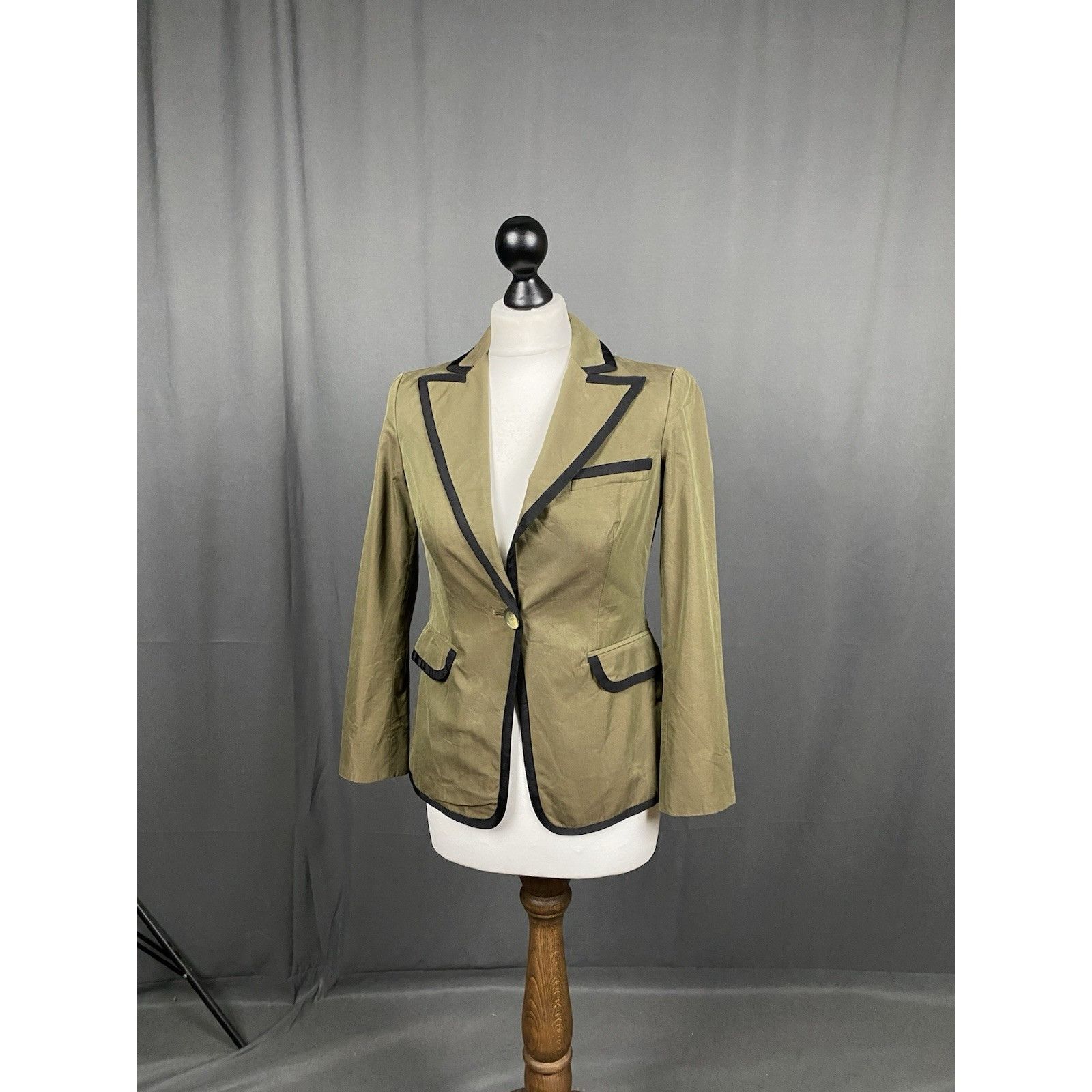 Etro Etro Contrast Stitch Women's Green 1-Button Blazer Jacket Si Size XS / US 0-2 / IT 36-38 - 2 Thumbnail