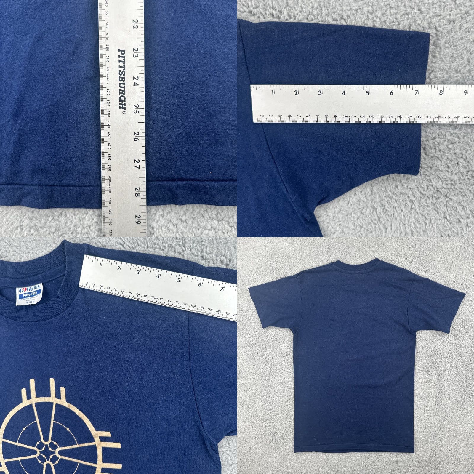 Hanes VINTAGE Hanes Fifty-Fifty 80s Men’s M Short Sleeve T Shirt Blue Zia Symbol Mens Size US M / EU 48-50 / 2 - 9 Thumbnail
