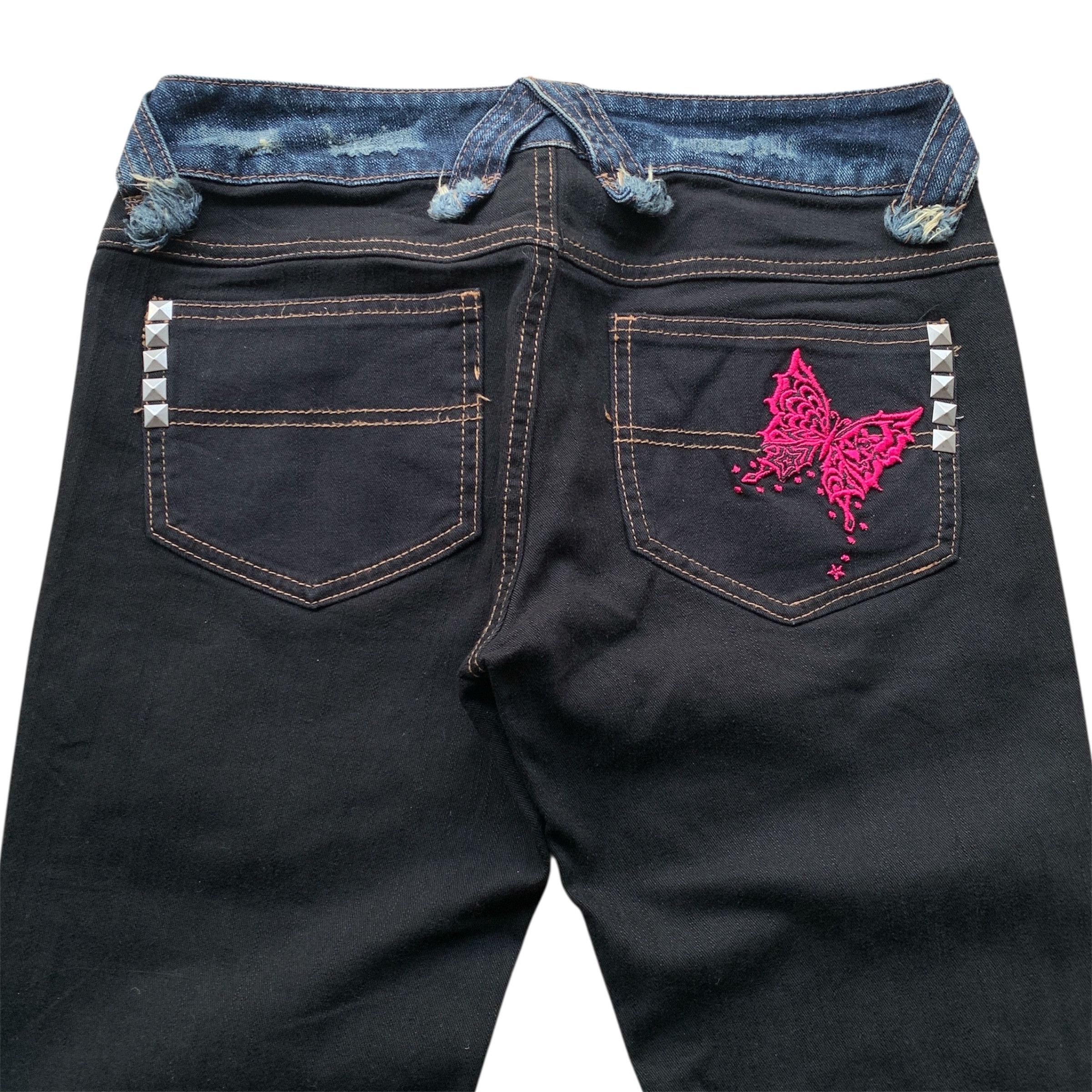 Japanese Brand Algonquins Distress Studded Punk Vkei ifsix LGB Flared Jeans Size 29" - 12 Thumbnail