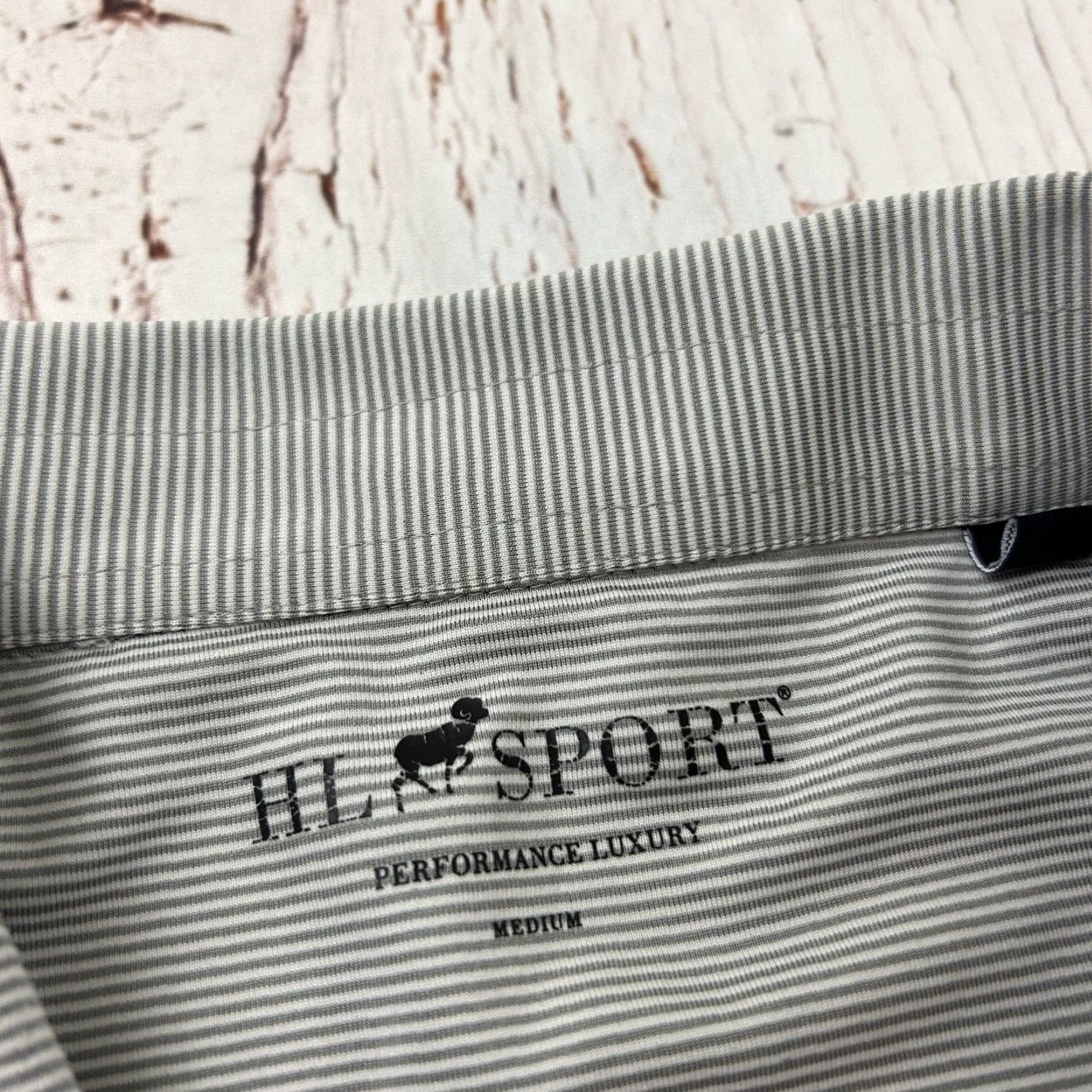 Vintage HL Sport Performance Striped Short Sleeve Polo Shirt Mens M Gray Size US M / EU 48-50 / 2 - 2 Thumbnail
