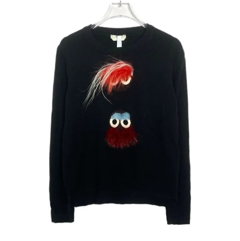 Fendi Fendi Black Wool Women's Sweatshirt with Embellishments 0089 Size M / US 6-8 / IT 42-44 - 1 Thumbnail