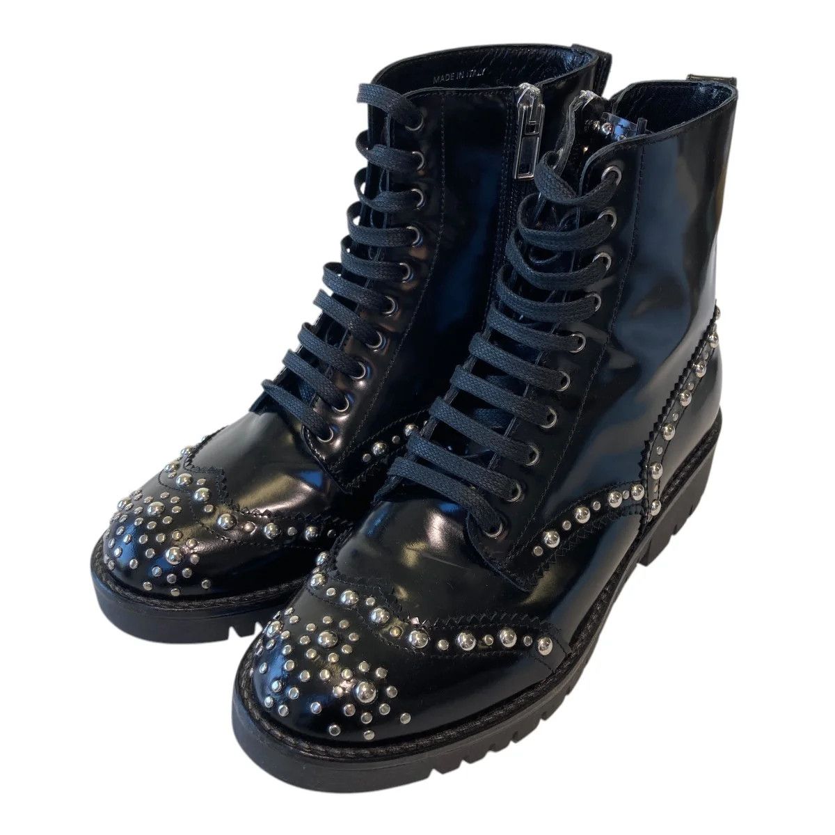 Alexander McQueen × MCQ Studded Leather Combat Boots Size US 5 / IT 35 - 1 Thumbnail
