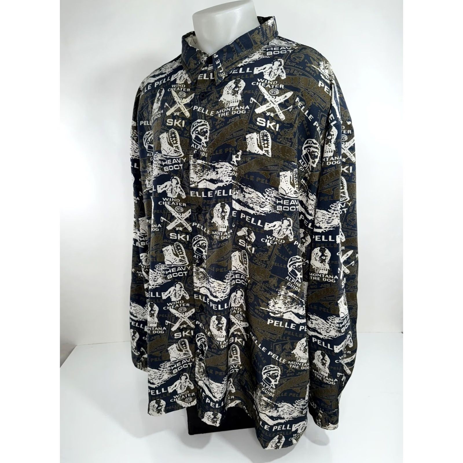 Pelle Pelle PELLE PELLE MARC BUCHANAN Ski Mountain Theme Shirt Mens 4XL Green Charcoal White Size US XXL / EU 58 / 5 - 4 Thumbnail