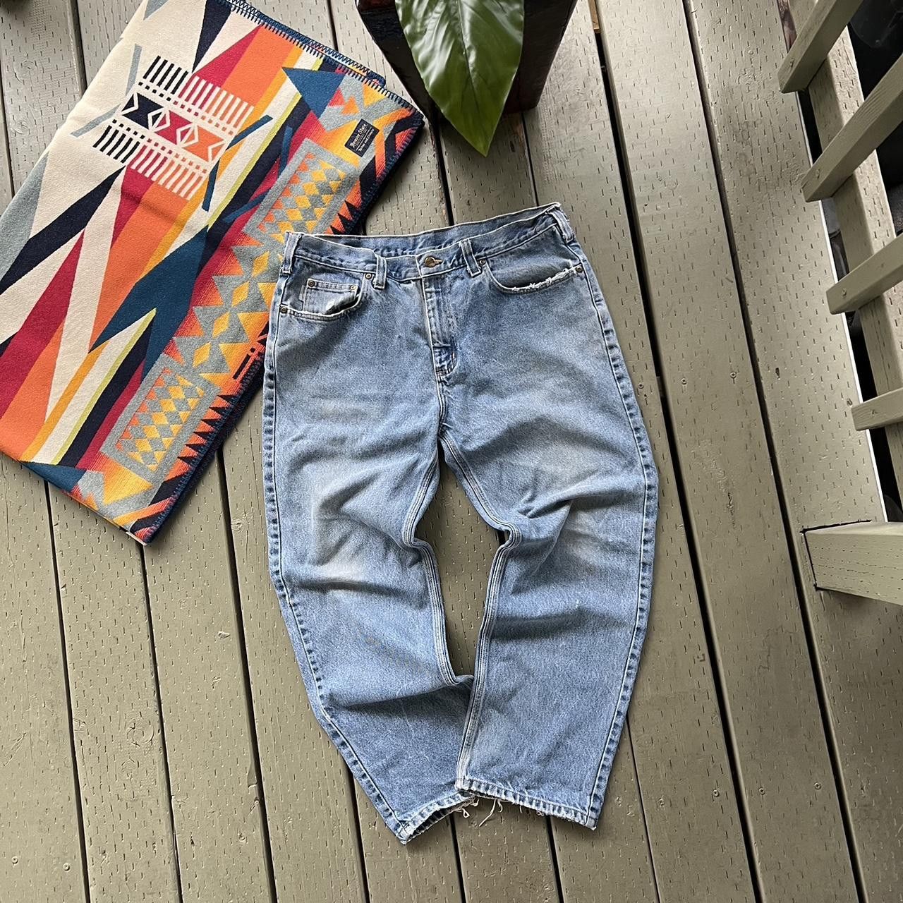Carhartt Vintage Y2K Carhartt denim thrashed blue work wear pants Size US 36 / EU 52 - 4 Thumbnail