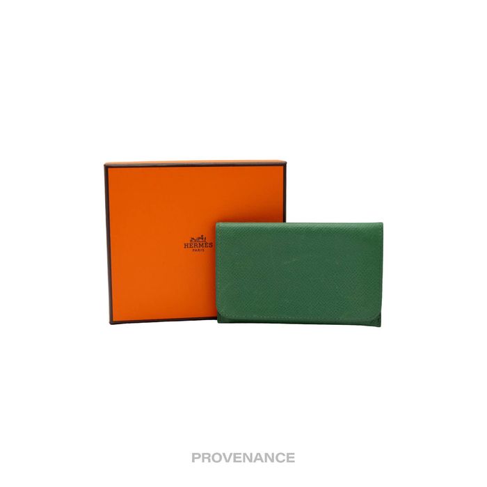 Hermes 🔴 Hermès Silk Card Holder Wallet Green Epsom Leather Grailed