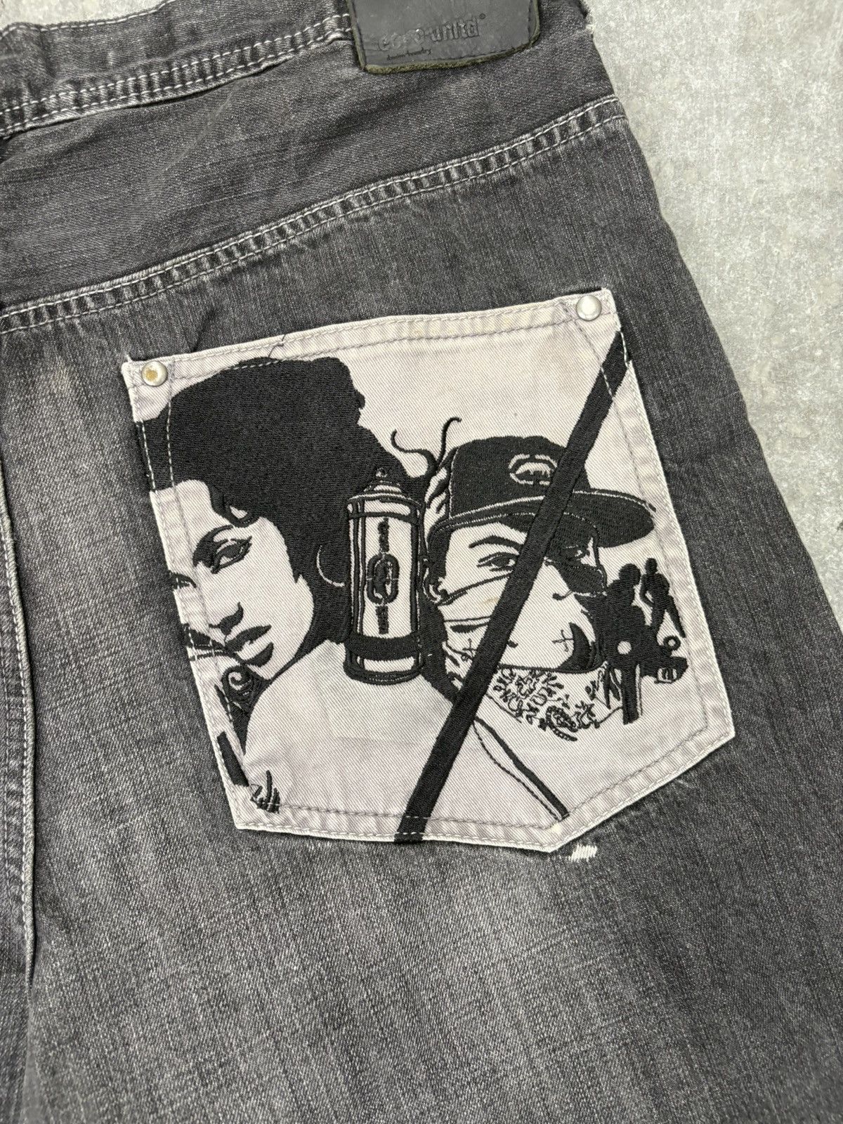 Ecko Unltd. Ecko Unltd Baggy Denim Shorts Mens 38 Graphic Pocket Y2K Size US 38 / EU 54 - 6 Thumbnail