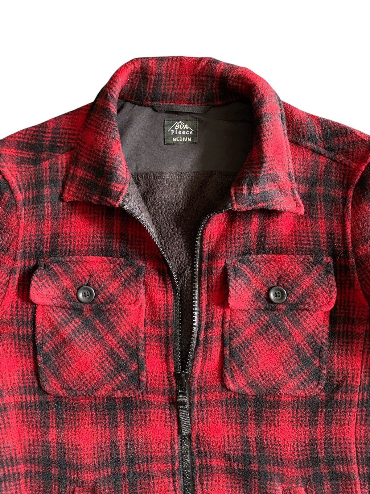 Flannel × Japanese Brand × Uniqlo Boa Fleece Zipper Up Flannel Winter Jacket Size US M / EU 48-50 / 2 - 2 Thumbnail