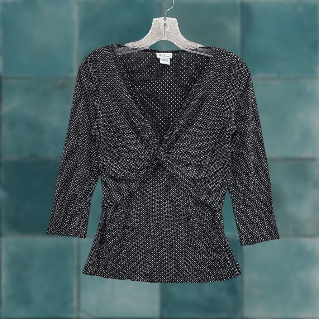 Vintage Mimi Maternity Top Shirt Maternity Black V-Neck 3/4 Sleeve Stretch Twist Pattern Womens M Size M / US 6-8 / IT 42-44 - 1 Thumbnail