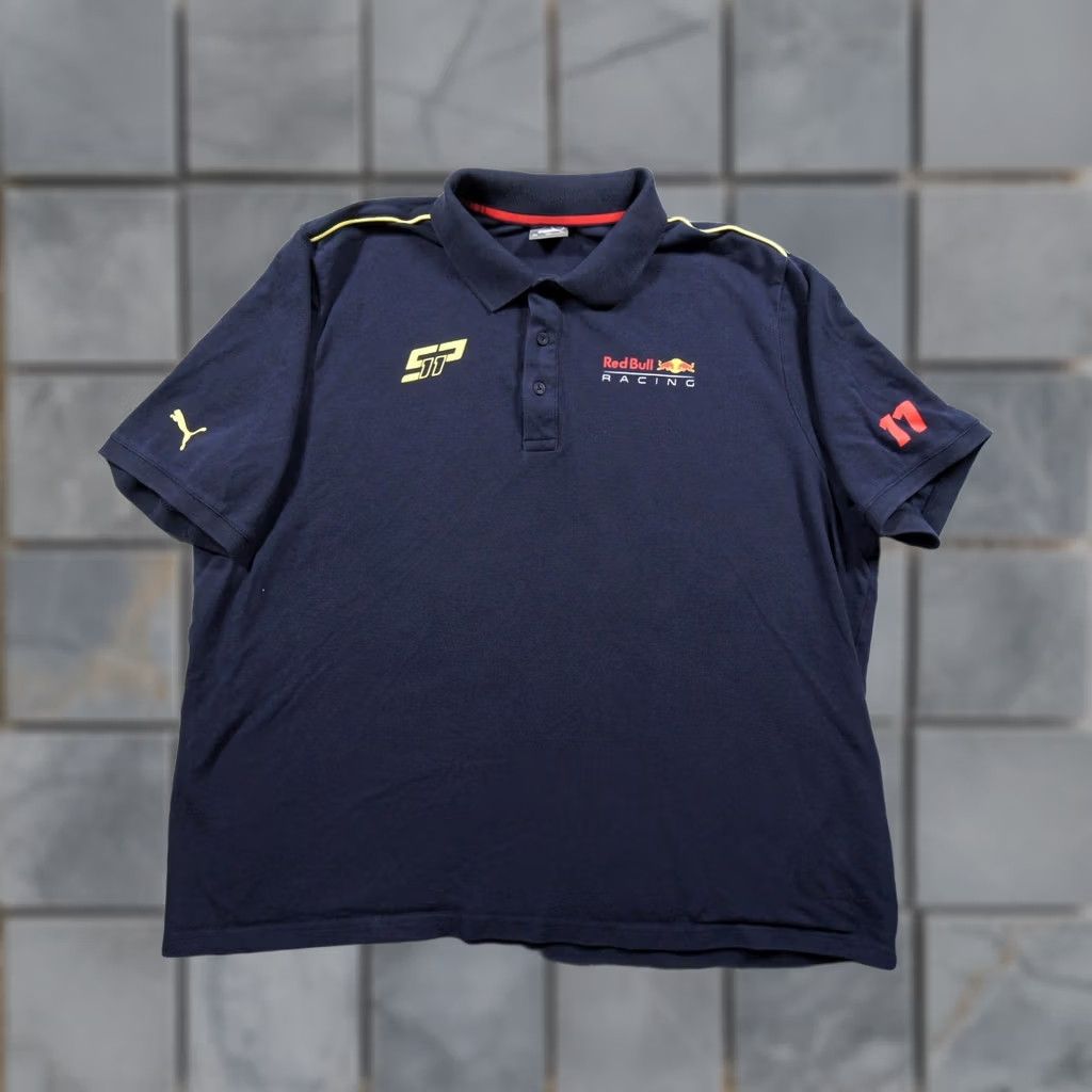 Puma VINTAGE Red Bull Shirt Mens XXL Blue Puma Polo Sergio Perez #11 Motorsport Formula 1 Size US XXL / EU 58 / 5 - 1 Thumbnail
