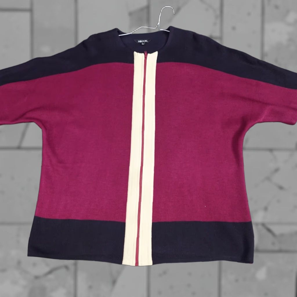 Vintage Misook Womens Sweater S Purple Blue Purple Acrylic Polyester Knit Full Zip Womens Size S / US 4 / IT 40 - 1 Thumbnail