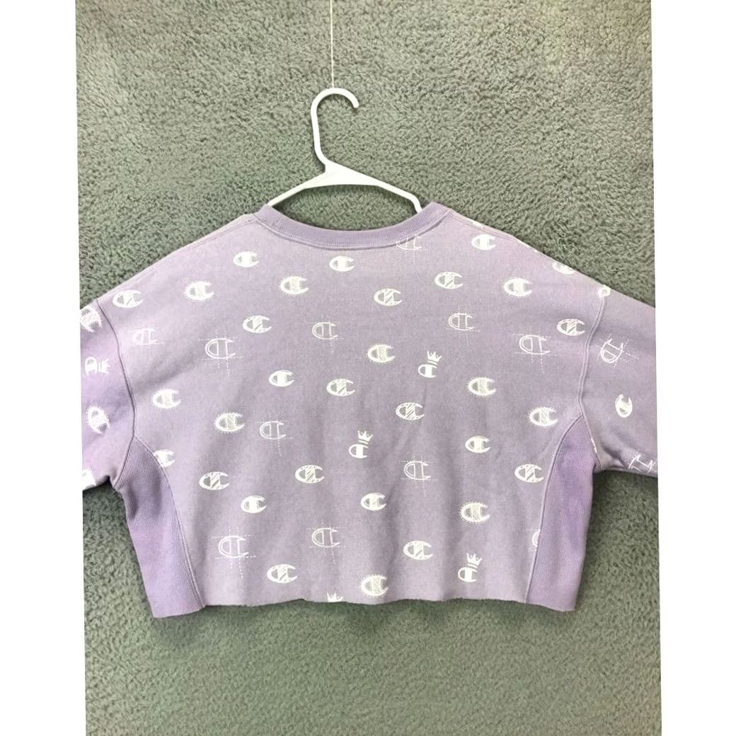 Champion Champion Sweatshirt Womens Medium Purple Crop Reverse Weave Pullover Logo Ladies Size M / US 6-8 / IT 42-44 - 2 Thumbnail