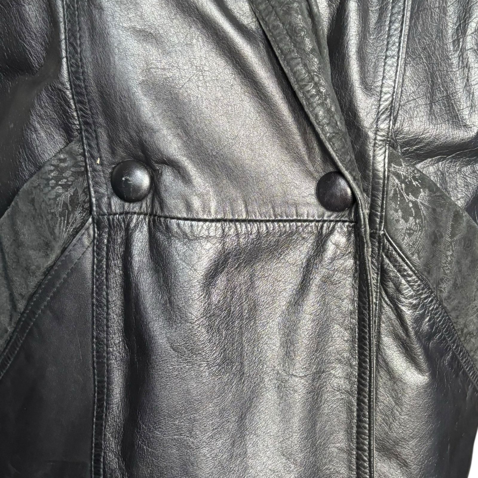 Wilsons Leather Vintage Wilsons Leather Black Long Trench Coat Suede Floral Size M / US 6-8 / IT 42-44 - 4 Thumbnail