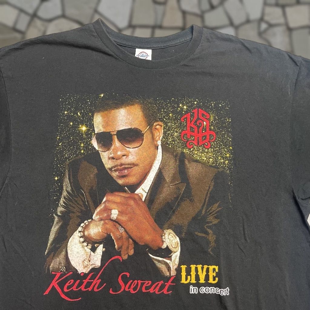 VINTAGE Keith Sweat 2 Sided Tour Rap Tee Shirt 2XL Black Mens Short Sleeve T-Shirt
