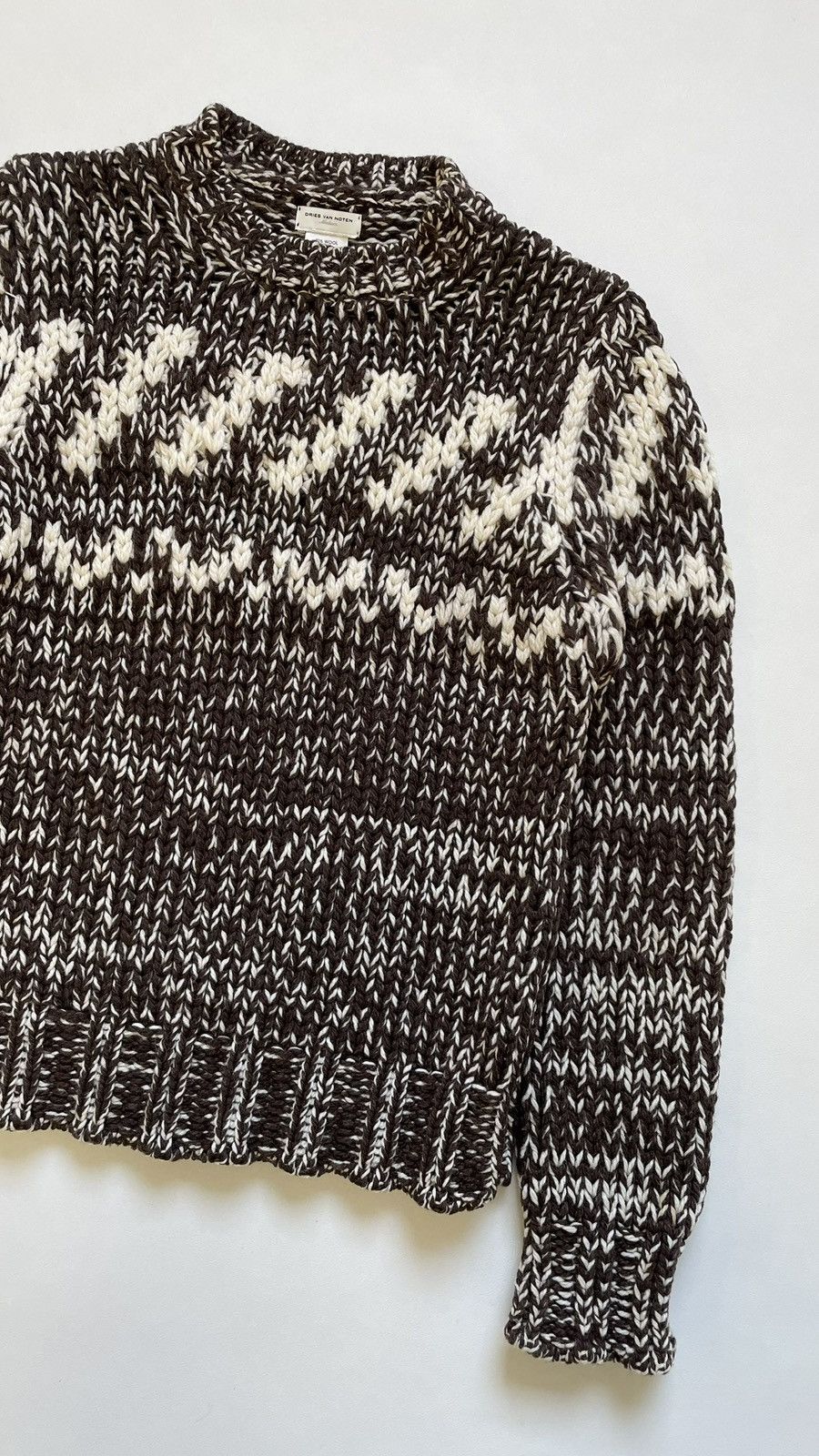 Dries Van Noten Early 2000s Brown/Cream Patterned Sweater Size US M / EU 48-50 / 2 - 6 Thumbnail