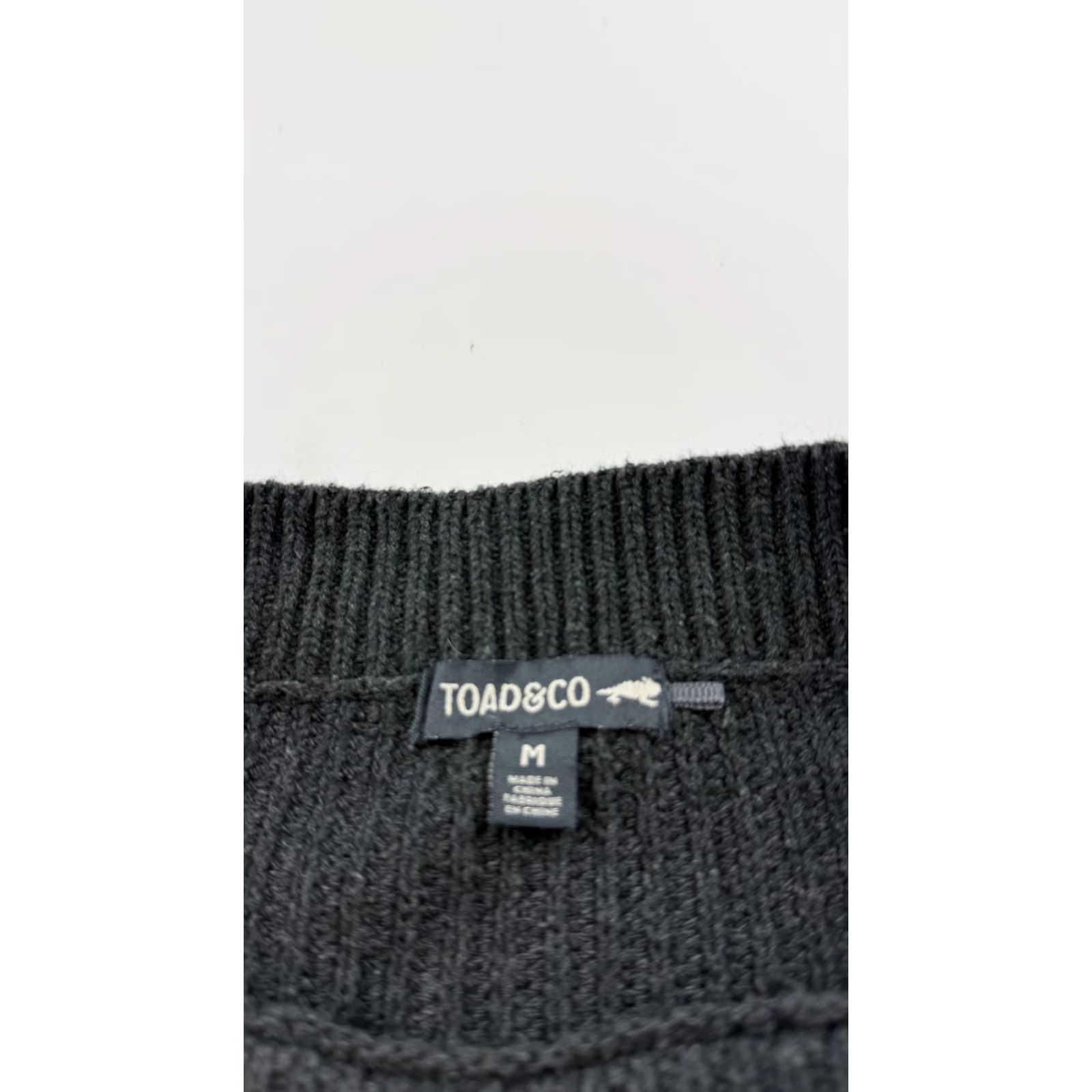 Toad&Co Sweater Womens Medium Black Rib Knit Cropped Pullover Recycled Cotton