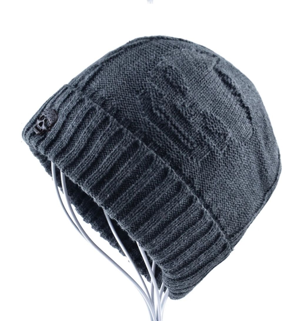 Japanese Brand Gray Color Skull Beannie Hat Y2K Fall Size ONE SIZE - 1 Preview