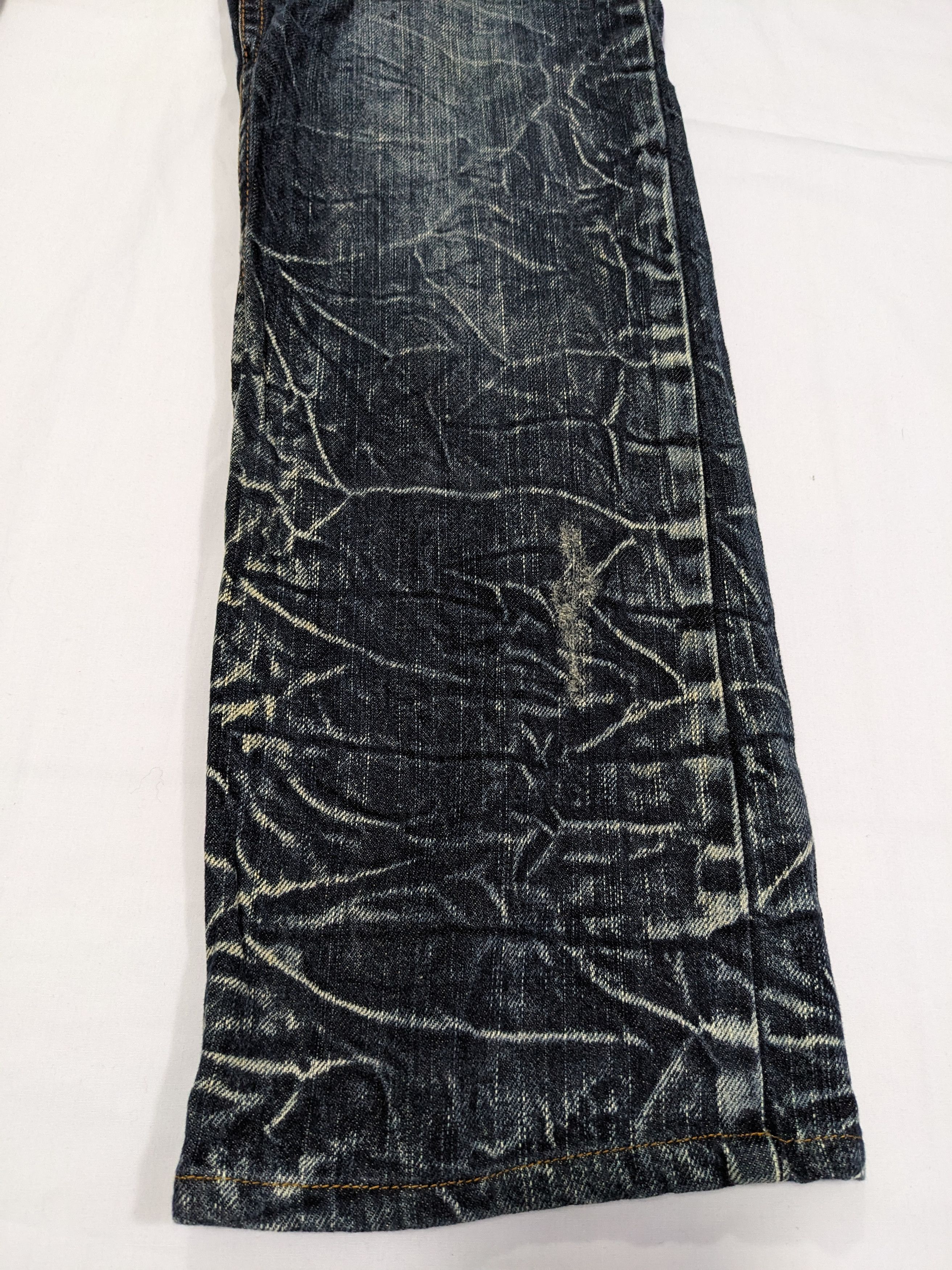 If Six Was Nine × Japanese Brand Unbrand Crazy Faded Pattern Washed Crease Denim Pants Size US 34 / EU 50 - 5 Thumbnail