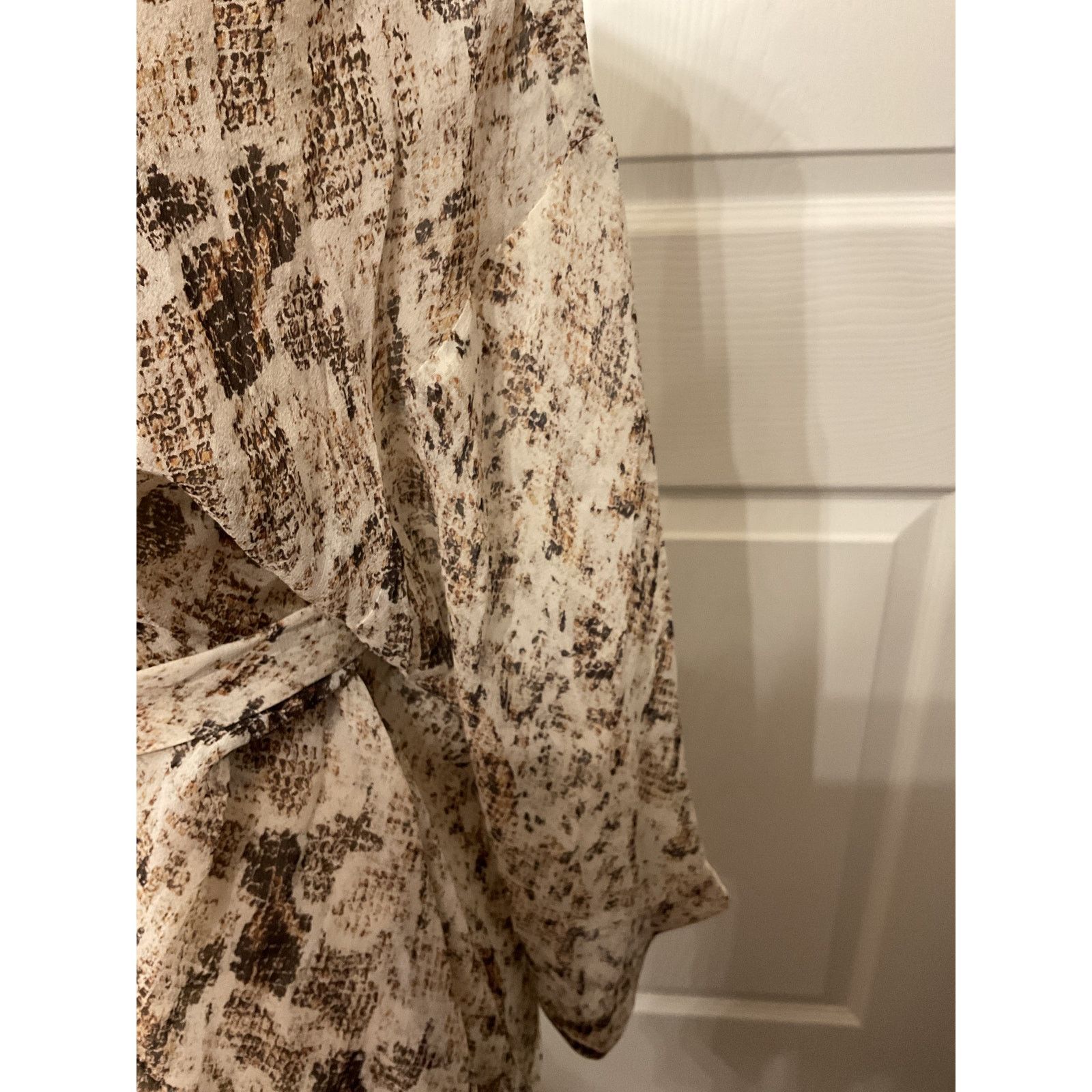 NICHOLAS Nicholas 100% Silk Snakeskin Semi-Sheer Tie-Front Dress, OS Size ONE SIZE - 4 Thumbnail