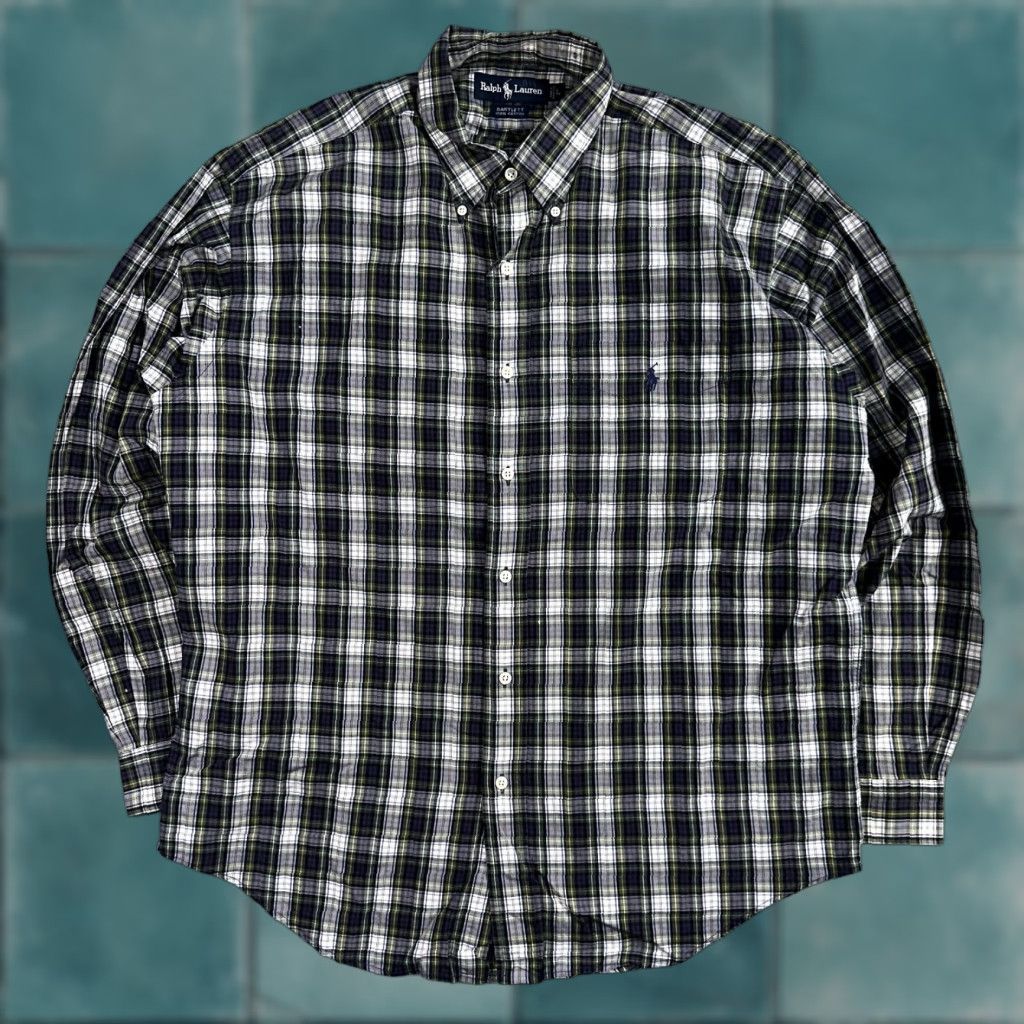 Polo Ralph Lauren VINTAGE Polo Ralph Lauren Shirt Mens L Green Button Up Bartlett Long Sleeve Blue VTG Size US L / EU 52-54 / 3 - 1 Thumbnail