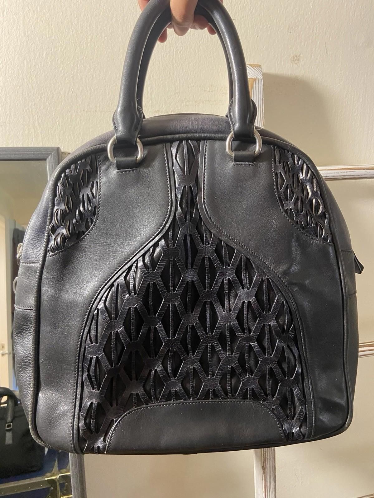 Miu Miu Rare Miu Miu Black Leather Laser Cutout Bowling Tote Handbag Size ONE SIZE - 1 Thumbnail