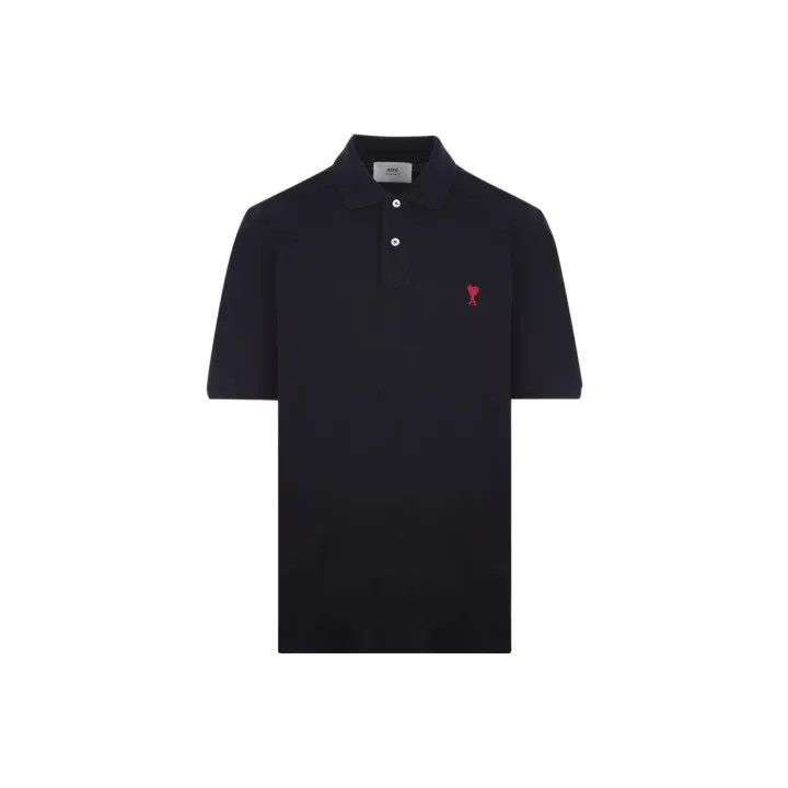 AMI AMI Love Logo Black Short Sleeve Polo -2507 Size US S / EU 44-46 / 1 - 1 Thumbnail