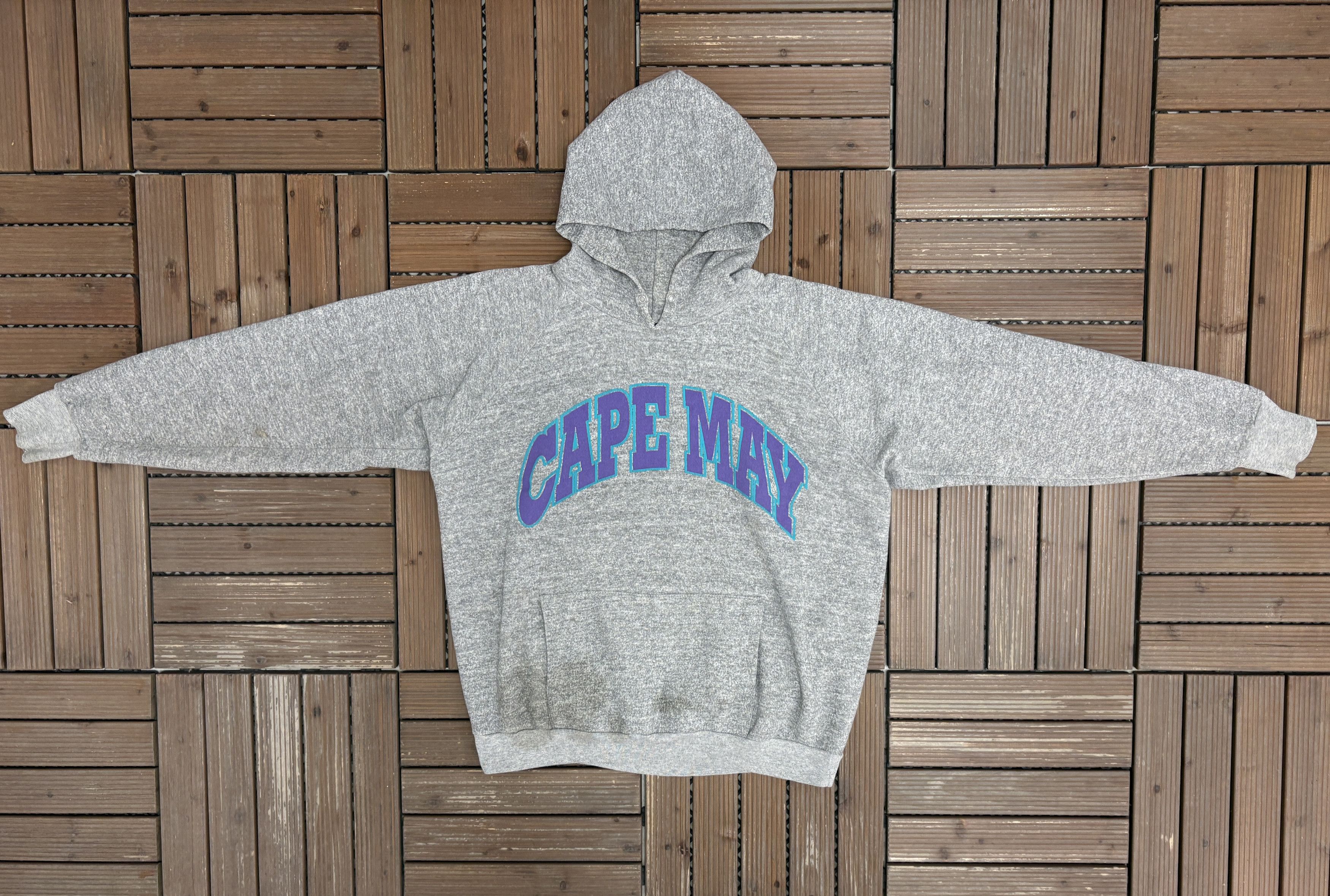 Vintage Cape May Spell Out Tourist Vintage Grey Hoodie Sweater Size US XL / EU 56 / 4 - 4 Thumbnail