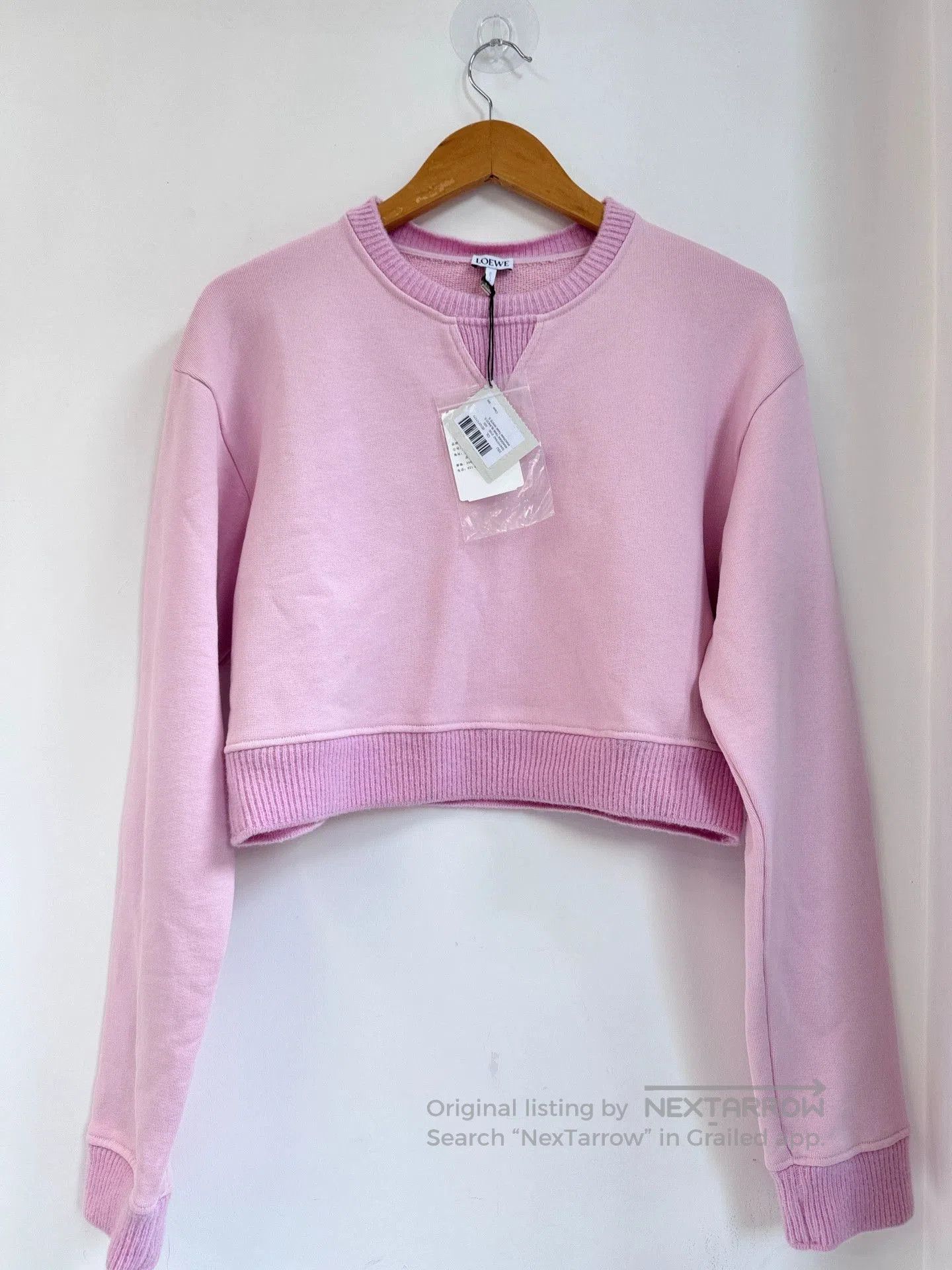 Loewe Loewe Women's Pink Crop Sweatshirt S. Size US S / EU 44-46 / 1 - 1 Thumbnail