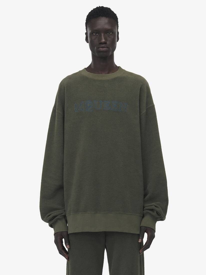 Alexander McQueen o1srvl11e0226 McQueen Logo Sweatshirt In Green Size US XL / EU 56 / 4 - 2 Thumbnail