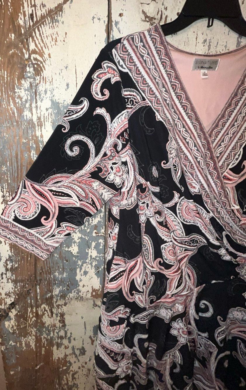Designer NWT Signature by Robbie Bee 1X dress black paisley Size XL / US 12-14 / IT 48-50 - 2 Thumbnail