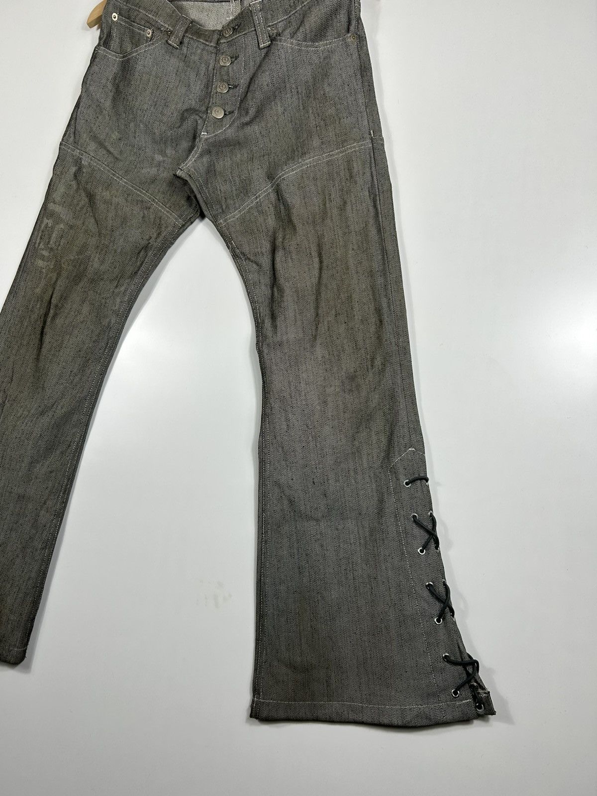 Tornado Mart 🔥Tornado Mart Silver Strapped Flared Denim Size 30" / US 8 / IT 44 - 3 Thumbnail