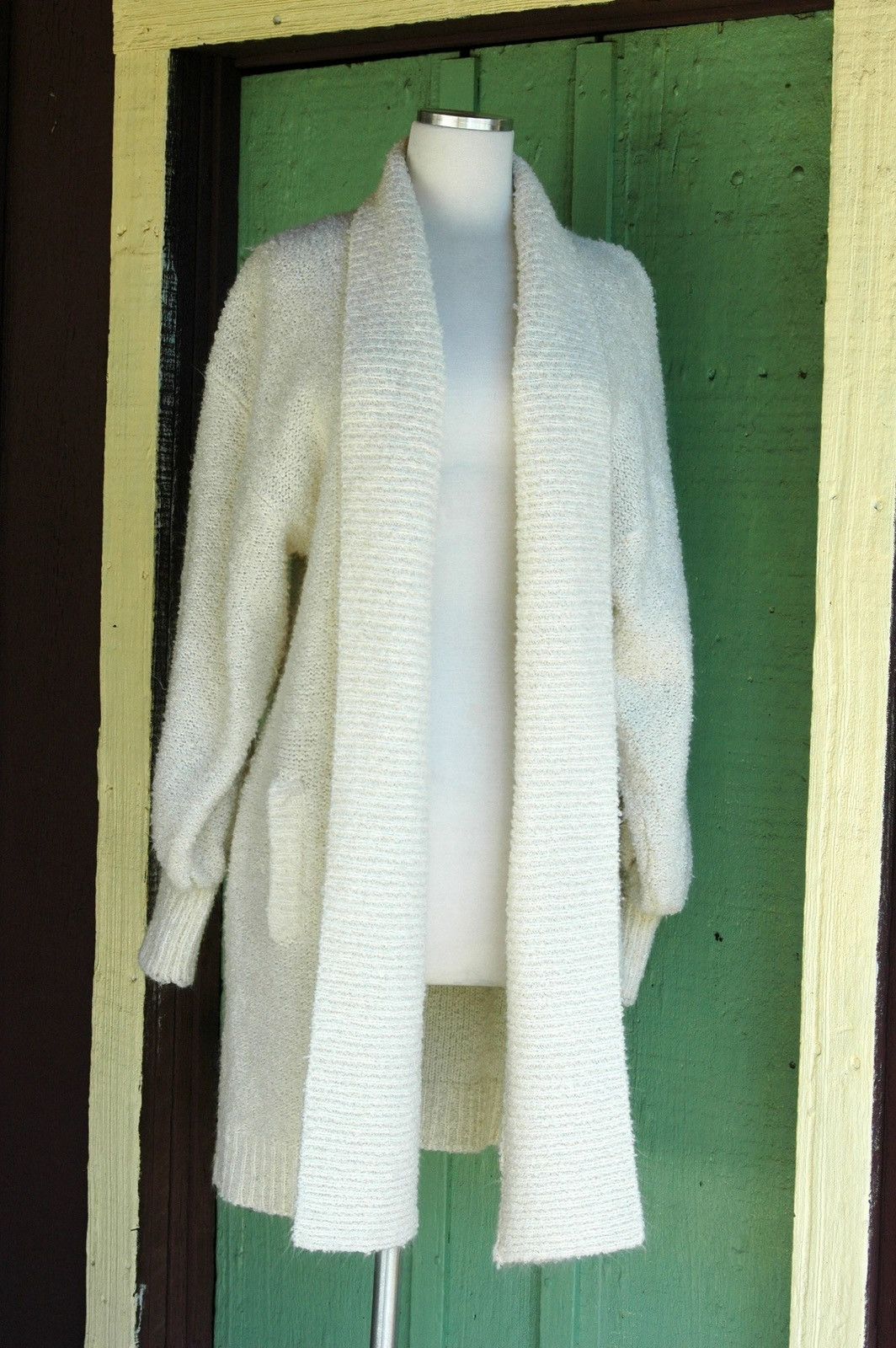 Robinson Les Bains Vintage 80’s Robinsons Cream Knit Long Sleeve Cardigan Size M / US 6-8 / IT 42-44 - 4 Thumbnail