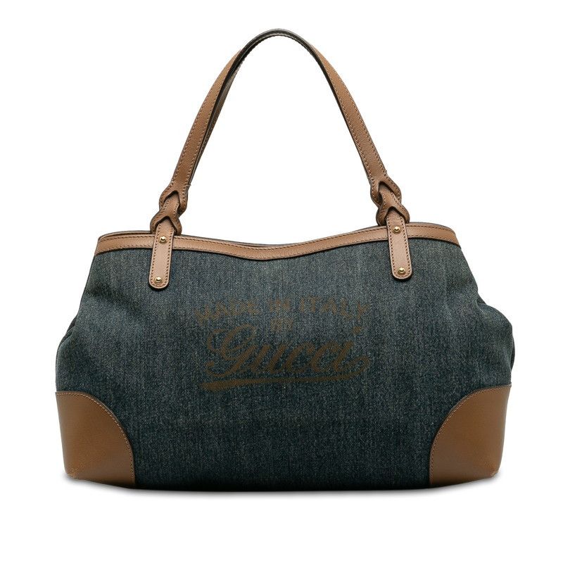 image of Gucci Craft Denim Tote in Blue, Women's