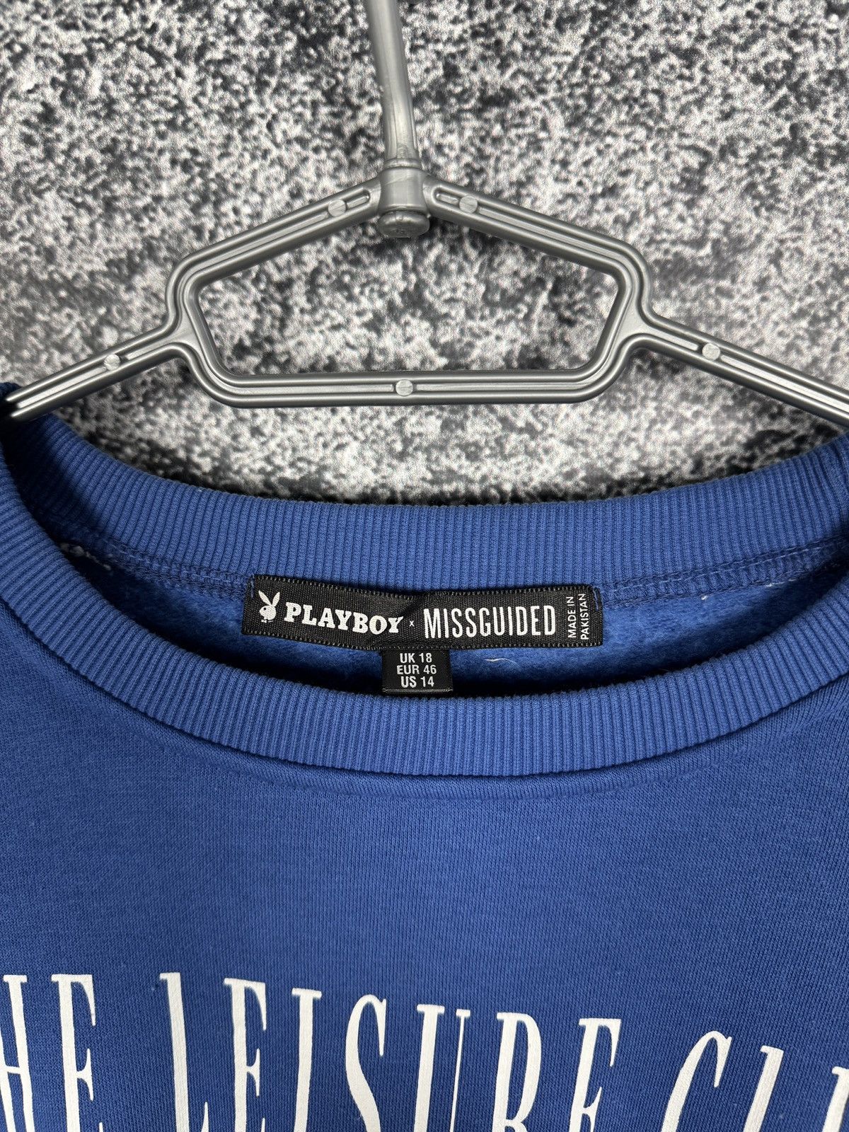 Playboy Playboy Missguided Cropped Sweatshirt Spellout Logo Blue Top Size XL / US 12-14 / IT 48-50 - 8 Thumbnail