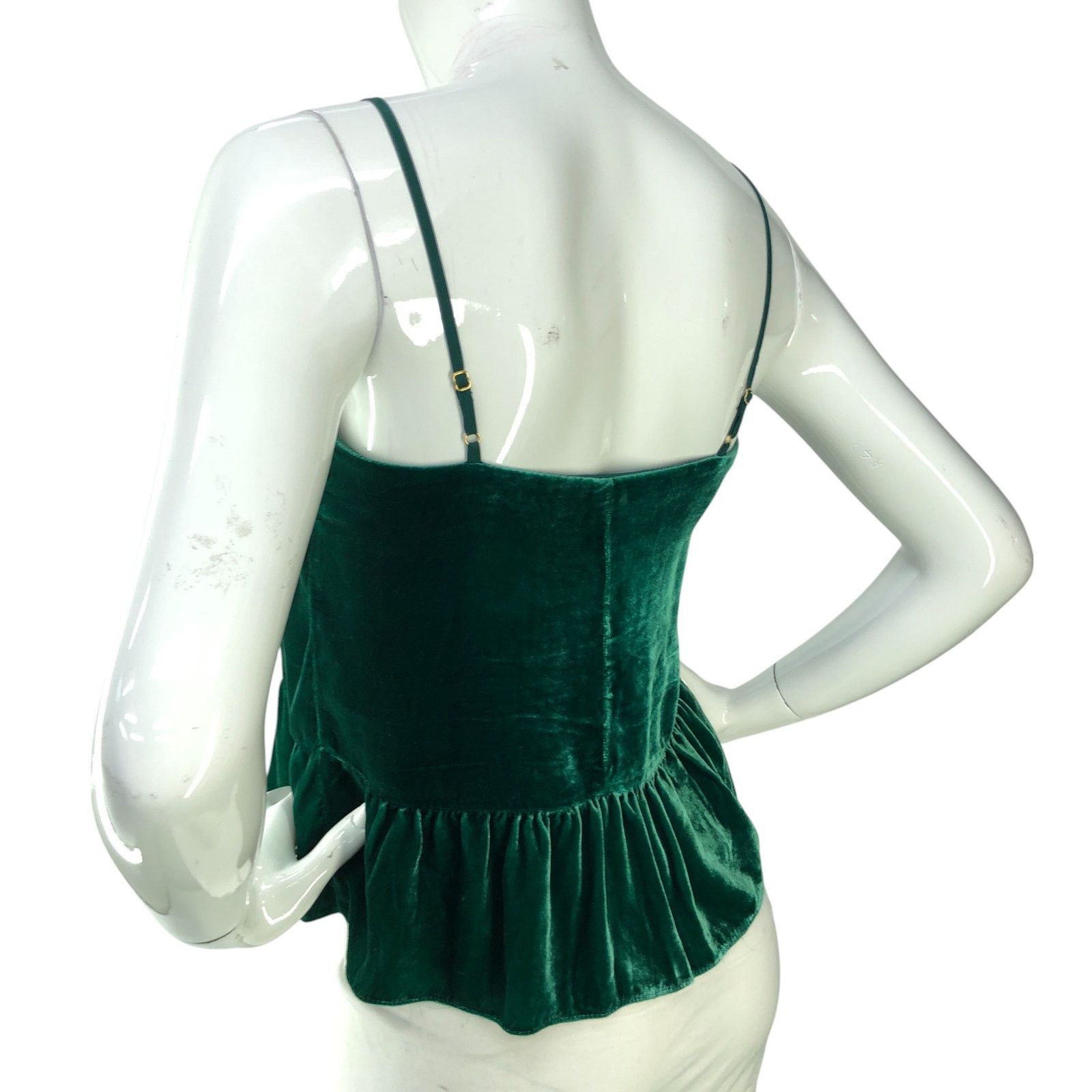 J.Crew J Crew Size 00P Top Velvet Peplum Cami Silk Blend Green Size XXS / US 00 / IT 34 - 6 Thumbnail