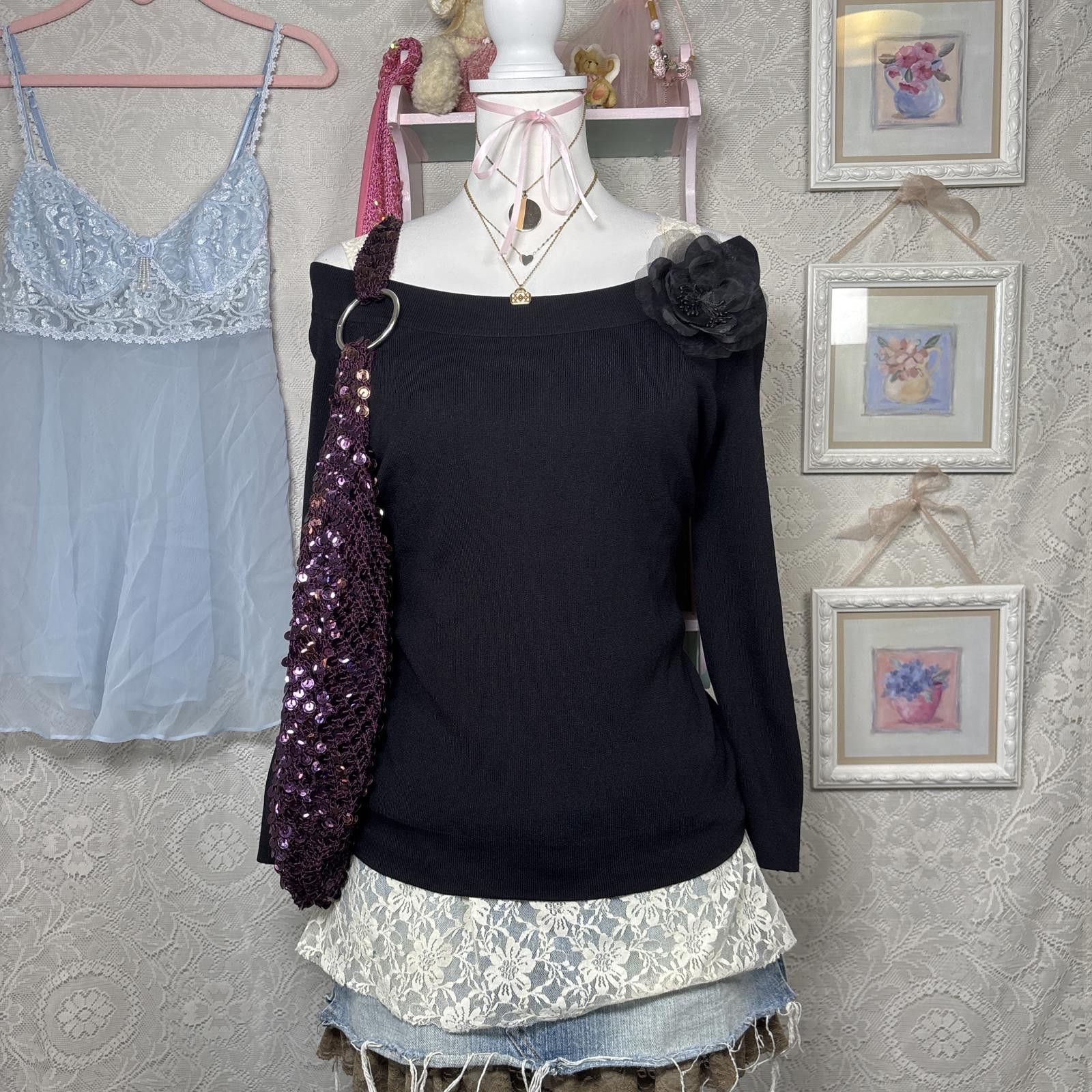 Joseph Abboud vintage fitted grunge off the shoulder floral blouse Size L / US 10 / IT 46 - 1 Thumbnail