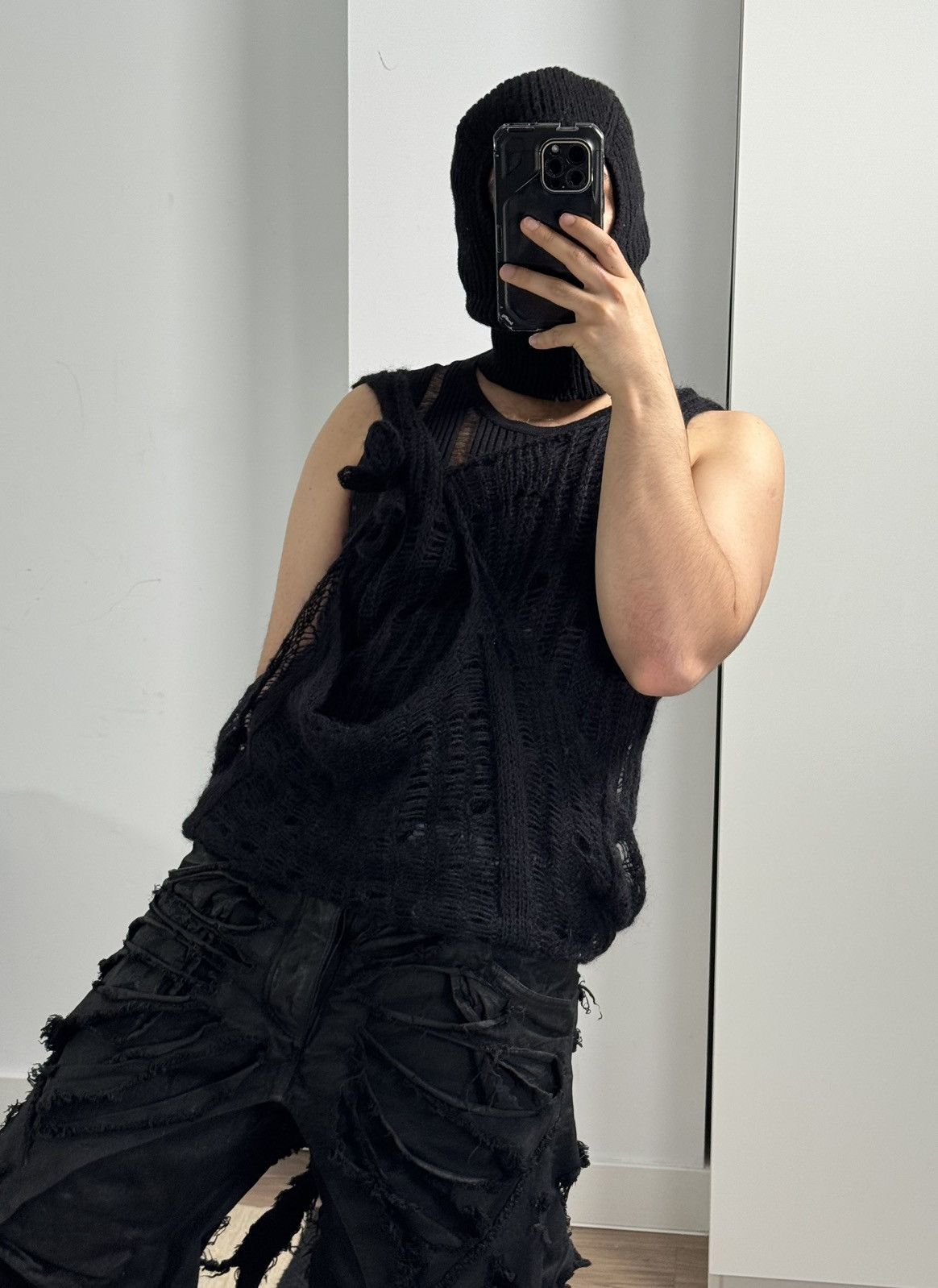 SHINE LUXURY Shine Luxury “Sodoma” Extended Distressed Mohair Tank Top Size US M / EU 48-50 / 2 - 14 Thumbnail