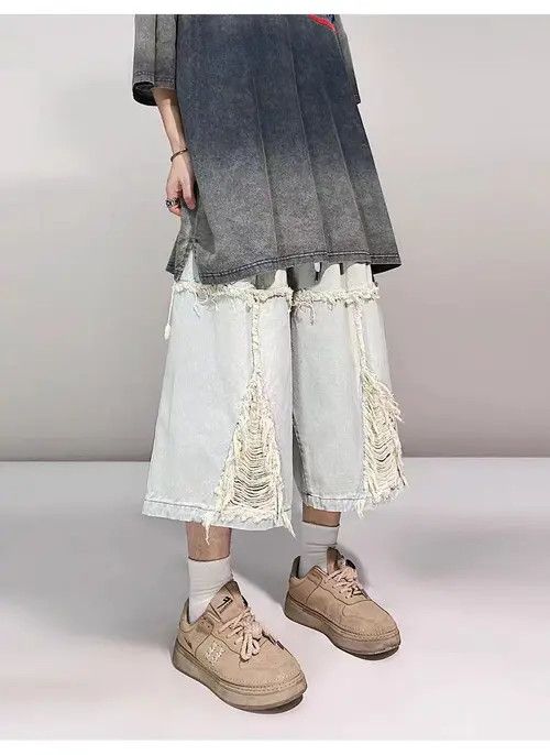 VIBE Vintage High Street Hip Hop Loose Fit Denim Shorts Size US 33 - 8 Thumbnail